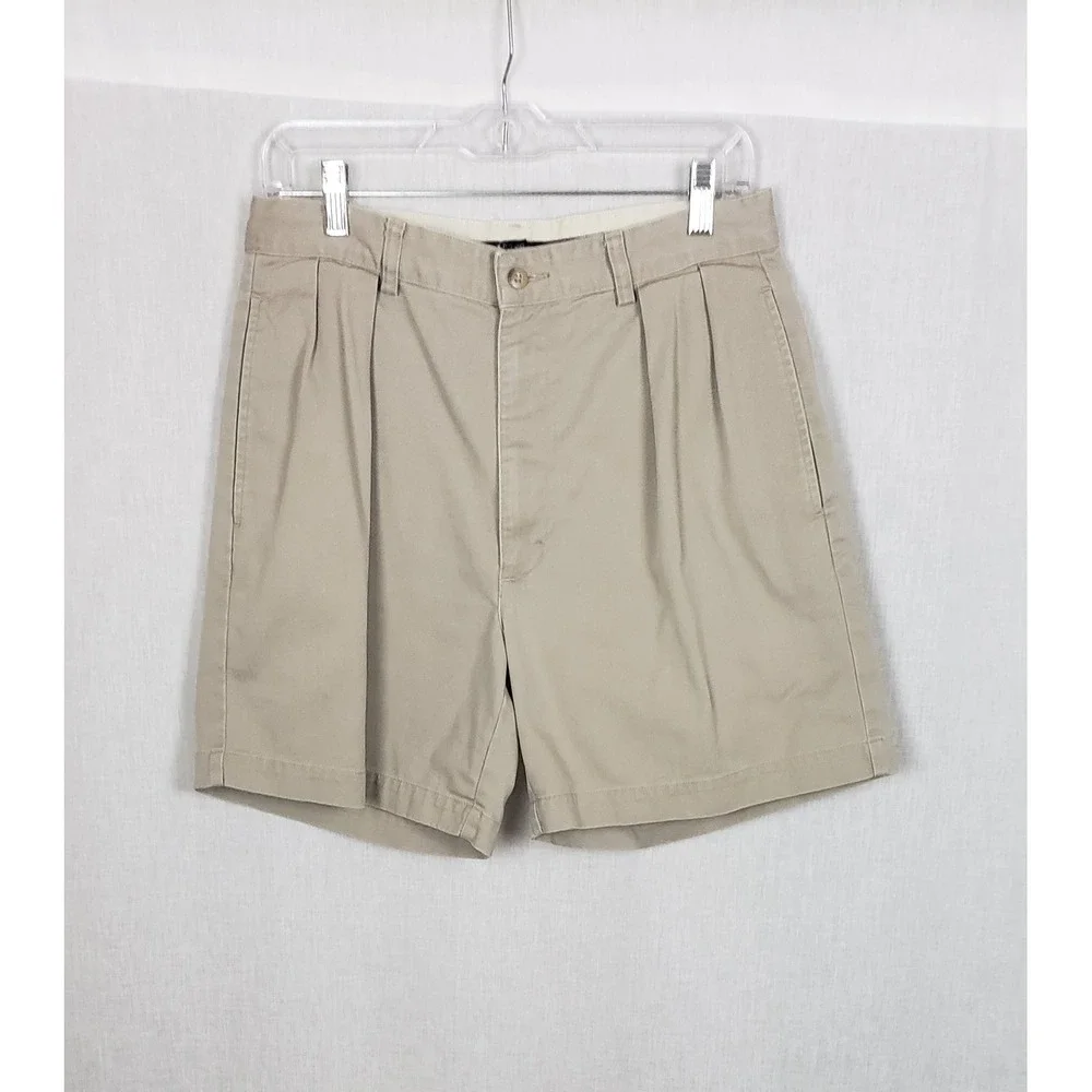 Polo Ralph Lauren Mens Pleated Chino Shorts Khaki Tan Cotton 31 Preppy Old Money
